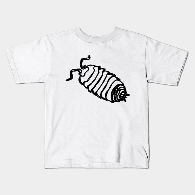 pill bug roly poly line drawing Kids T-Shirt by Carijn